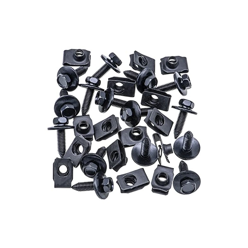Rexka 15 Sets M8-1.25 Extruded U Nuts & Body Bolts