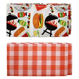 Black Duck Brand Set of 2 Party and Holiday Themed - 54" x 108" Table Covers Seasonal Designs (Red Set)