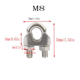 20Pack M8 Wire Rope Clip, Wire Rope Clamp Stainless Steel 5/16" Wire Rope Cable Clip Clamp