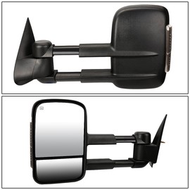 DNA MOTORING TWM-027-T888-BK-AM Pair of Towing Side Mirrors(Driver and Passenger Sides),Black Housing/ Amber Corner/Right