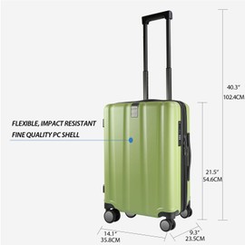 KROSER Hardside Expandable Carry On Luggage with Spinner Wheels & Built-in TSA Lock, Durable Suitcase Rolling Luggage with USB Port, Carry-On 20-Inch, Green