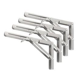 Folding Shelf Brackets - Heavy Duty Stainless Steel Collapsible Shelf Bracket for Bench Table, Space Saving DIY Bracket (16 Inch 4PCS)