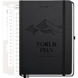 Lebenskompass Daily Planner Undated "Focus" Productivity Planner 4 Months with 124 Day Overviews - Daily Planner with Reminders and Reflection Questions - Ideal for Office and Students