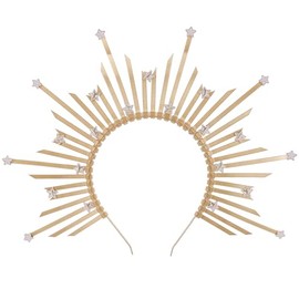 Healeved Diadema De Rayos De Sol Dorada Tocado De Diosa Y Reina Accesorio Ligero Para Halloween Fiesta Retro Fotografía Y Cosplay Para Mujer