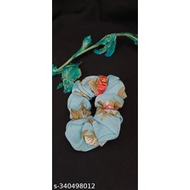Satin Scrunchies for Women - No Crease Hair Ties for Women| Scrunchies For All Hair Types and Textures, Perfect for Day or Night pack of 2 (Light Blue)