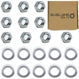 M5 Nuts & Washers Set - 10 Steel Nuts & 10 Flat Washers
