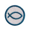 Ichthys Christian Fish Patch Blue and White Iron-on 10-Pack, 1"