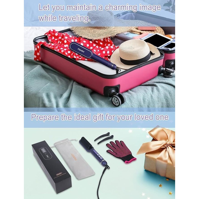 Handor Advanced Negative Ionic Hair Straightener Brush with 9 Temp