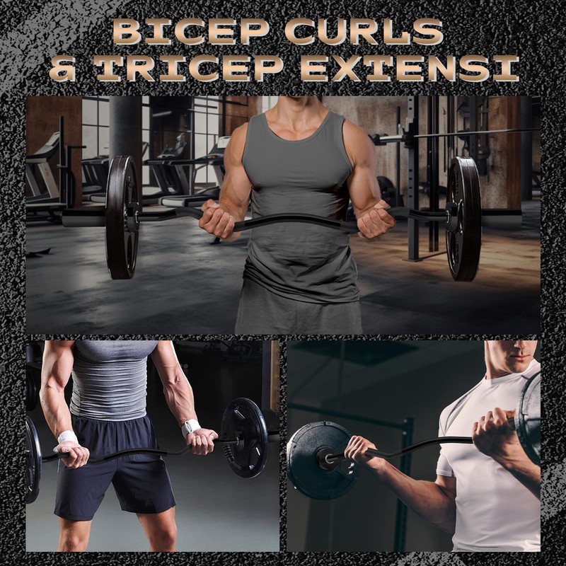 4FT Ez Curl Barbell Bar, O-Lympic Barbell Curl Bar with