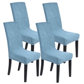 M METERXITY 4-Pack Waterproof Chair Cover, Dining Room Stretch Jacquard Chair Covers Protectors Removable Washable Chair Slipcovers for Home/Hotel/Restaurant [Teal Blue]
