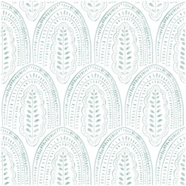 Modern Peel and Stick Wallpaper Boho Contact Paper 17.3''×78.8'' Self Adhesive Removable Wallpaper Peel and Stick Wall Paper Green and White Wallpapers for Bedroom Bathroom Cabinets Decor Vinyl