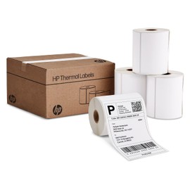 HP 4” x 6” Direct Thermal Shipping Labels, 4 Rolls 250 Sheets per Roll, Multipurpose Thermal Labels for Personal or Business Use, Compatible with HP and Other Thermal Label Printers