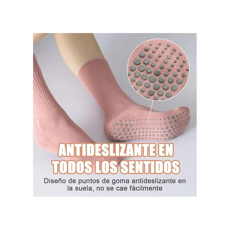 16par Calcetines Yoga Calcetas Antiderrapantes Pilates Mujer