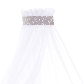 babybay Canopy Pique with Ribbon Suitable for Midi, Original, Maxi, Box Spring and Comfort Plus Models, Taupe Stars White