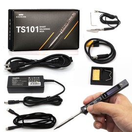 NovelLife Original TS101 Electric Soldering Iron Kit Adjustable Temperature Smart Digital Screen Display with TS B2 Solder Tip XT60 Power Cord USB Type C Cable 24V 3A Power Supply TS100 Upgrade