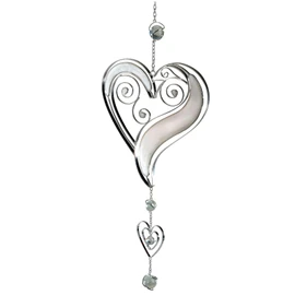 formano Window Decoration Hanging White / Silver Heart 52 cm Window Decoration