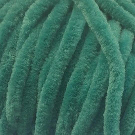 Pack of 5 x 100g Balls Jellybaby Chunky Green Chenille Knitting Yarn - Forest Green