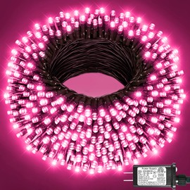 100FT 300 LED Christmas Lights, String Lights for Indoor Outdoor Waterproof with 8 Modes, Connectable Plug in Green Wire Twinkle Tree Decorations for Home Yard Tree Party Garden Decorations, Pink
