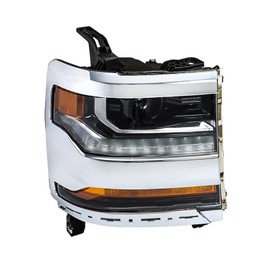 labwork Headlight Assembly, Compatible Replacement for 2016-2019 Chevy Silverado 1500 [HID/Xenon Model] DRL Projector Headlamp for Passenger Side Chrome Housing