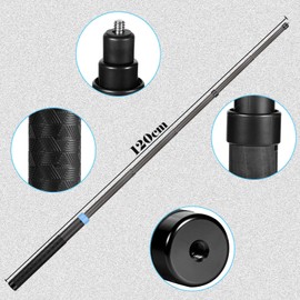 LIULIRON 26cm exteded to1.2m (3.9ft) Long Invisible Carbon Fiber Selfie Stick for insta360 X5 x4 Insta 360 X5 x4 x3 x2 x one r rs Sport Camera Accessories (Blue)