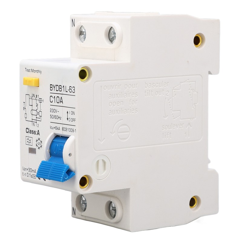 Circuit Breaker 1P+N Leakage Protection Switch 10A 230V AC DIN