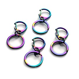 Zetali - 10 Argollas para llavero Tornasol con gancho perico (25mm)