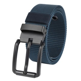 KYEYGWO Unisex Nylon Belt with Classic Pin Buckle, Adjustable Fabric Belt, Plain Denim Belt, Leisure Work Belt, Shortenable Belt for Men and Women, blue