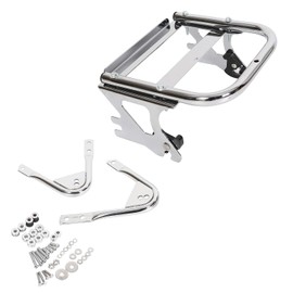 ECOTRIC Detachable Two Up Motorcycle Trunk Touring Luggage Storage Box Rack W/Docking Hardware Kit Compatible with 1997-2008 Harley Touring Road King Electra Glide Street Glide Road Glide Chrome