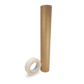 IDL Packaging Masking Paper and Tape Set – 18" x 60 Yards Brown Masking Paper (1 Roll) and 1.41" x 60 Yards White Tape (1 Roll) – Masking Kit for Painting Projects – Surface Protection