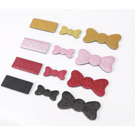 KAMIPITA Glitter Velcro Cute Hair Clip, Hairpins, Red, Hair Clip, Mini, Glitter, Hair Clip, Hair Elastic for Kids, Glitter Hair Clip, Bangs Clip, Non-Track, Cute (Mini Ribbon Red)