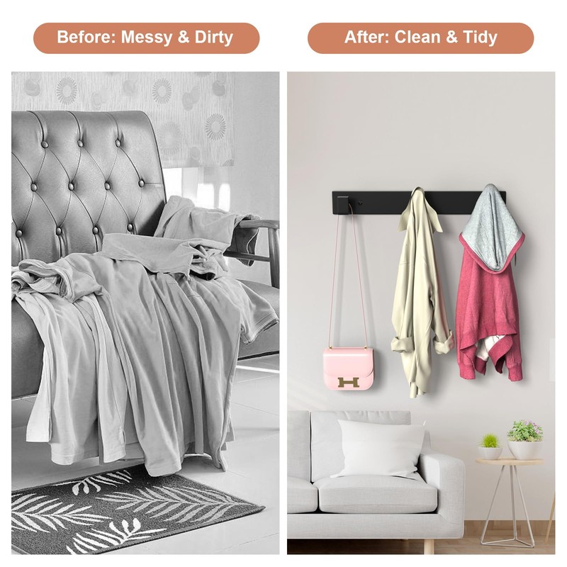 PMMASTO Wall Mounted Coat Hooks- Stainless Steel Rust-Resistant Bathroom Hangers