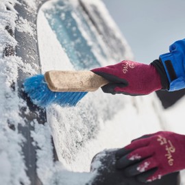 Gebol Winter Queen Fluffy Work Gloves in Trendy Colour Against Dirt and Cold Optimal dexterity and Secure Grip for Women Size M (Size 8) Bordeaux Black 1 Pair