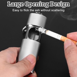 Ashtray for On the Go Bags Pocket Ashtray Odour-Proof Travel Ashtray for Dog Walking Hiking Stainless Steel with Lid Gliding 12.5 x 1 cm (Silver)