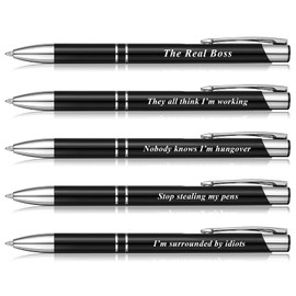 5 Pcs Funny Boss Pens Black Funny Ballpoint Pens for Boss Novelty Pens Set Stationary Sets for Women Leaving Presents for Colleagues Women and Men Boyfriend Girlfriend Accessories for Boss Birthday