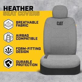 Cat® CozyBlend™ Car Seat Covers, Gray Heather - Premium Jersey Fabric Seat Covers for Cars Trucks SUV, Breathable Cotton Car Seat Covers Front Seats Only, Universal Fit Automotive Interior Covers