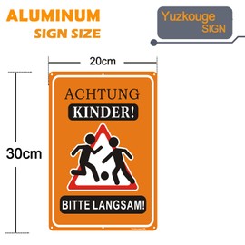 Pack of 2 Warning Children Please Slow Sign Aluminium Outdoor Sign 20 x 30 cm Warning Sign with Pre-Drilled Hole for Easy Mounting