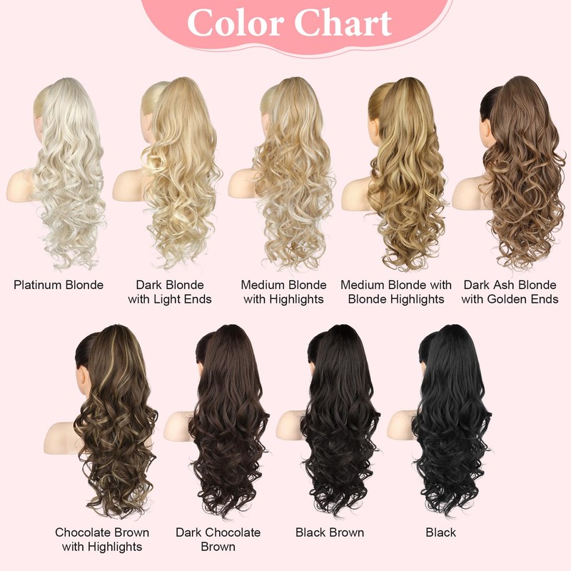 Brikabia Ponytail Extension, 24" Claw Clip in Ponytail Extensions Long