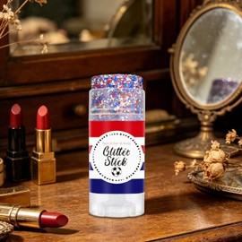 Barra Purpurina Patriótica Lentejuelas rojas, blancas, azules portátil Pintura Facial Brillante Portátil Para Mujer, Día De San Valentín, Festivo, Festival, Concierto, , Diario