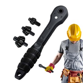 Ratcheting Wrench Set, Drill Chuck Adapter Spanner, Portable Slim Anti Slip Ratchet Wrench for Car Repair Emergencies Plumbing Industrial Bike Maintenance HVAC Installation