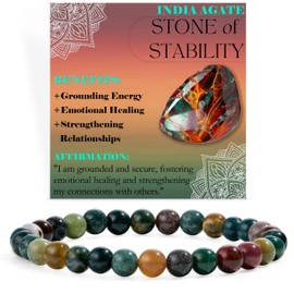 Bivei Pearl Bracelet for Women 6 mm Semi-Precious Stone Stretchy Elastic Jewellery Yoga Gifts, Stone, No gemstone