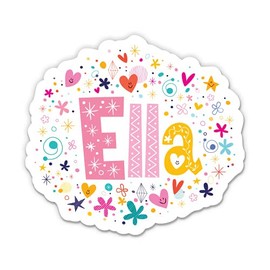 Ella Girl Name Cute Kid Lunchbox - 3" Vinyl Sticker - for Car Laptop Water Bottle Phone - Waterproof Decal