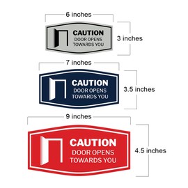 Signs ByLITA Fancy Caution Door Opens Towards You Sign (Brushed Silver) - Large (2 Pack)