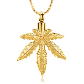 mingkejw Leaves Urn Necklace for Ashes Cremation Jewelry Stainless Steel Maple Leaf Pendant Memorial Necklaces Ash Holder for Human Pets Keepsake Jewelry for Loved Ones with Fill Tool