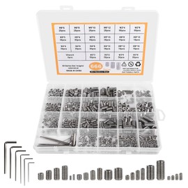 Set of 666 Grub Screws Assortment Set, M2 M3 M4 M5 M6 M8 Allen Head Hexagon Socket Grub Screws Worm Screw Hex Head Allen Screw Stainless Steel Grub Screws Set with Allen Key