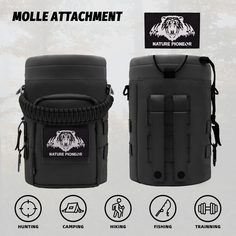 NATURE PIONEOR 32 64 128oz Tactical Water Bottle Pouch, Multi-Function