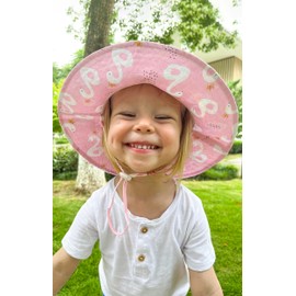 Lacofia Baby Sun Hat, Summer Hat for Toddlers, Boys, Girls, Kids, UPF 50+ Wide Brim Beach Cap with Adjustable Chin Strap - Bucket Pink Swan