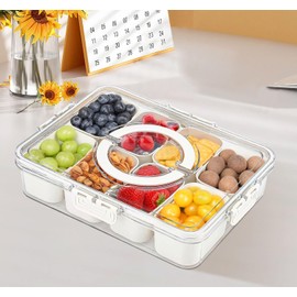 XINHUISHQZ Snackle Box Charcuterie Container,8 Compartments Snack Tray,Divided Serving Tray with Lid and Handle, Portable Snack Platters for Fruit, Nuts, Candy, Entertaining, Party, Picnic (1 pcs)