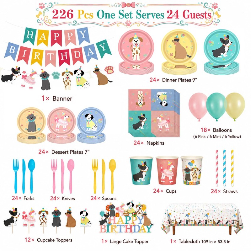 192PCS America 250 4th of July Decorations Tableware for 24