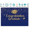 PEKRU 7x5ft Fabric Congratulations Graduate Backdrop Blue Gold Glitter Background