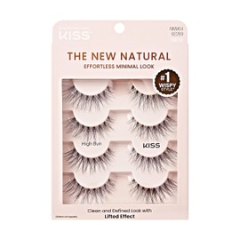 KISS The New Natural, False Eyelashes, High Bun', 12 mm, Includes 4 pairs of lashes, Contact Lens Friendly, Easy to Apply, Reusable Strip Lashes